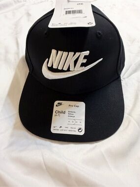 Nike Black Hat with White Logo - Kids Pro Cap